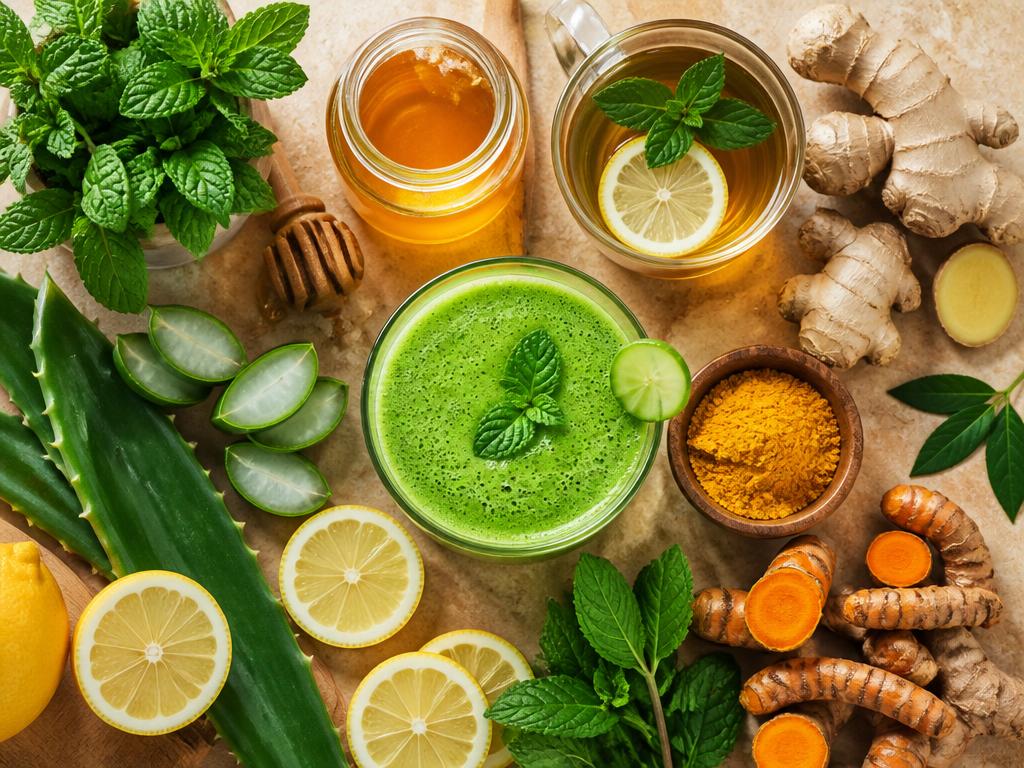 Remedii naturale: miere, ghimbir, turmeric, aloe și smoothie verde